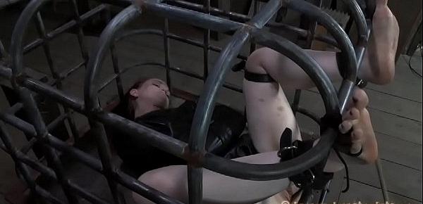  Chained up beauties get their slit drilled by torturer